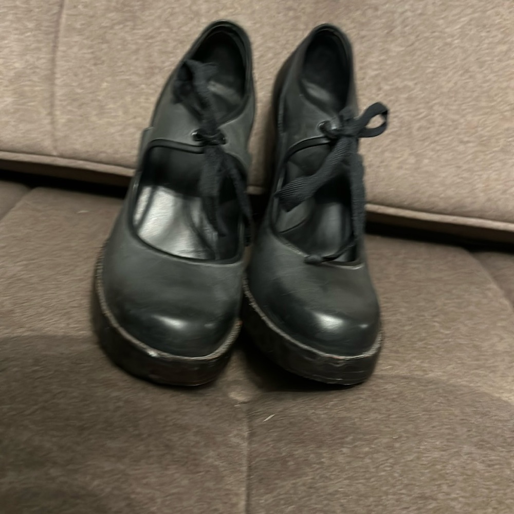 John Fluevog charcoal high heels. Gently worn three or so times.